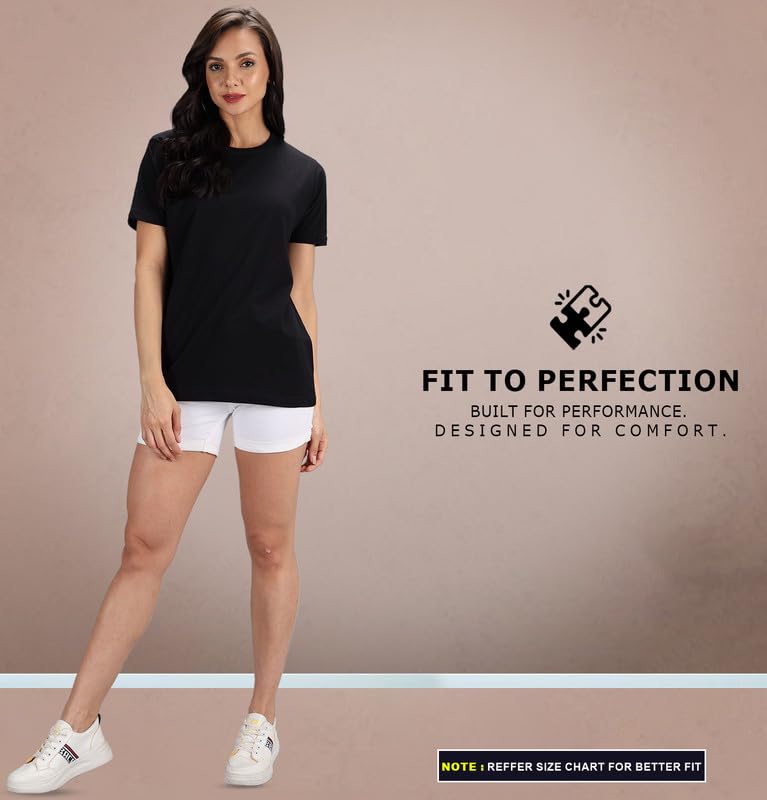 Image of Sleepynuts Women Boyfriend Plain Round Neck Half Sleeve T-Shirt