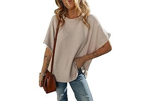 Women's Plus Size Casual Tops - Solid Color Short Sleeve Loose Tunic