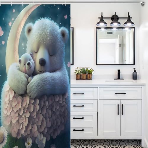 Rideau de douche ours en tissu polyester de qualité supérieure lavable et durable