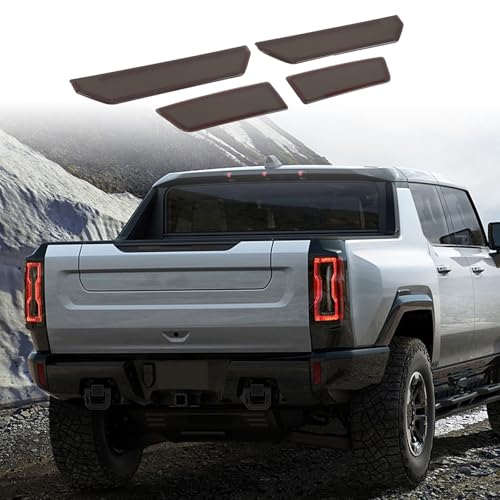 Car Rear Tail Light Cover Tail Lamp Shell Sun UV Blackout Lens for Hummer EV Pickup 2023 2024 2025+ Smoked Taillight Cover Guard Trim Protect Truck Accessories (Fog Lamp Lens Cover)