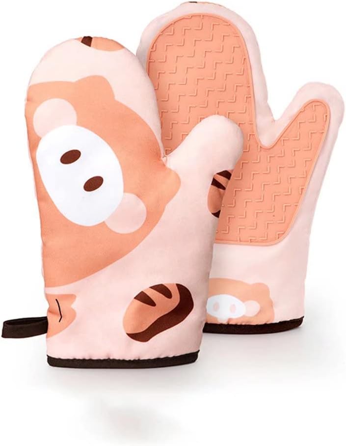 Oven Gloves， Double Heat Resistant to 260°C，Oven Mitts for Grill Microwave ，Silicone Oven Gloves Non-Slip Design（Orange 1 Pair）