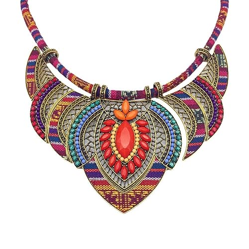Ethnic Style Chunky Colorful Collar Festival Tribal Beaded Boho Choker Costume Necklace for Women Gift