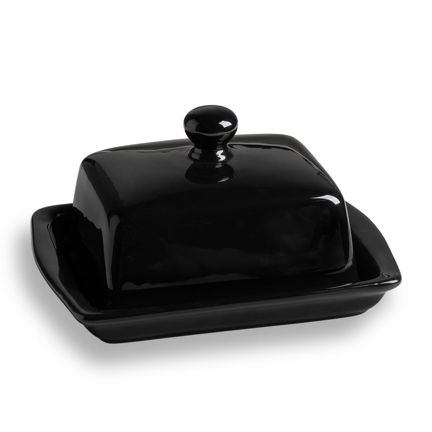 Sweejar Home Covered Ceramic Butter Dish with Lid, Large Rectangular Butter Dish,Vintage French Butter Holder for Counter, Kitchen Deco & Butter Storage(Black) โ image 1