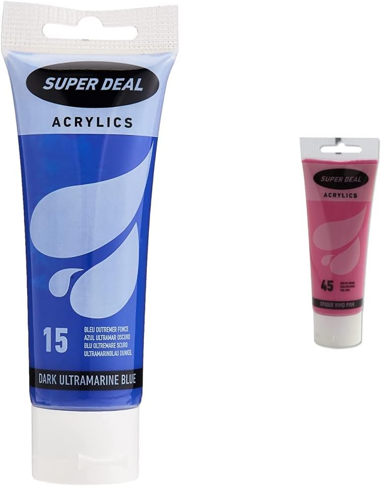 Super Deal Acrylic Color Paint Tube 75ml Dark UltRAMarine Blue & Super Deal Acrylic Color Paint Tube 75ml Opaque Vivid Pink