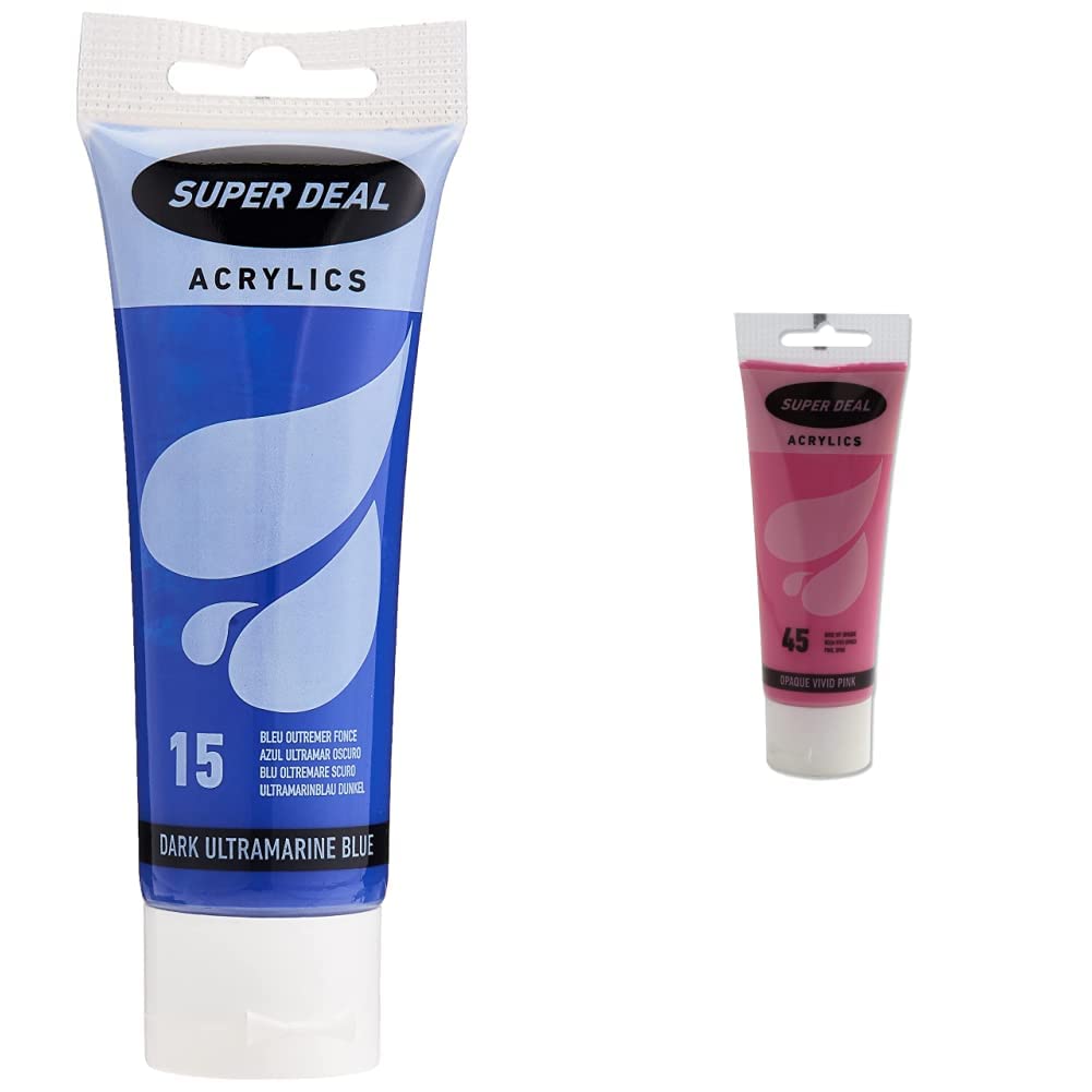 Super Deal Acrylic Color Paint Tube 75ml Dark UltRAMarine Blue & Super Deal Acrylic Color Paint Tube 75ml Opaque Vivid Pink