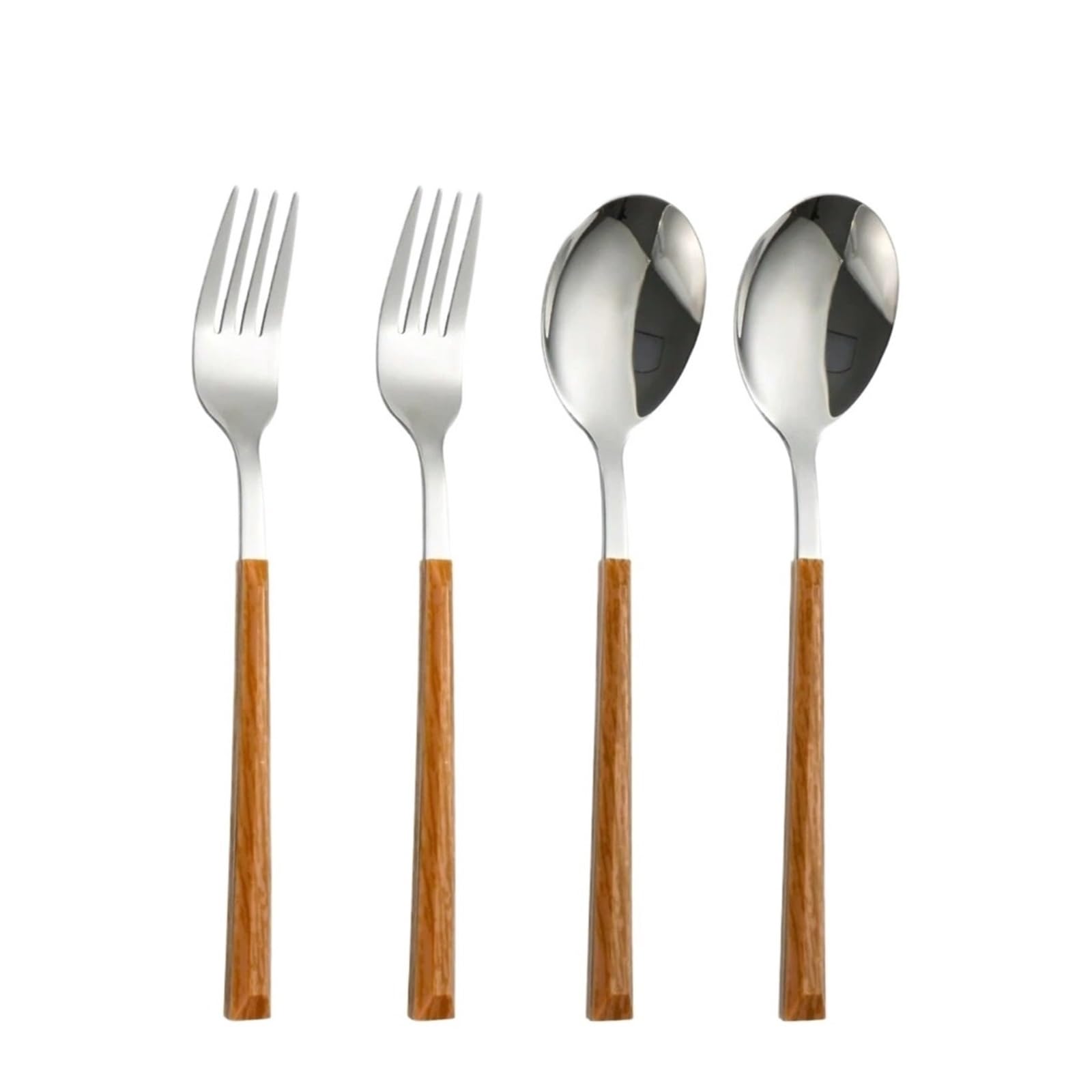WZPTLKIBAD Stainless Steel Fork and Spoon with Imitation Wood Handle