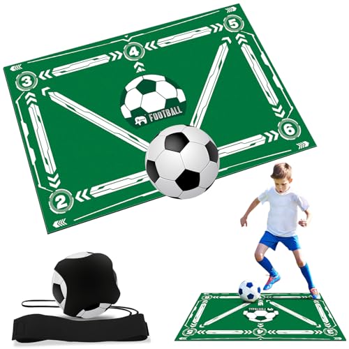 Soccer Training Mat with Belt, Soccer Training Equipment for All Ages to Improve Speed, Strength, and Coordination,Non-Slip Silent Absorption Football Footwork Training Mat