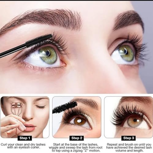Mascara, 4D silk fiber mascara, extra-long thick mascara, waterproof, sweat-proof, non-smudging and lasting makeup all day (black) - Image 5