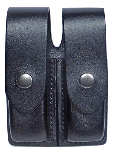 Tactical Scorpion Gear Leather Double Pouch for Double Stack Magazines with Covers: 9mm, .45