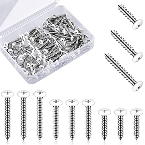 Giegxin 120 Piezas Tornillos de Cabeza Blanca, Tornillos Autorroscantes de Madera de Acero Inoxidable para Trabajo en Pared, 3 Tamaños (1/2 pulgada, 3/4 pulgada, 1 pulgada) miniatura 1