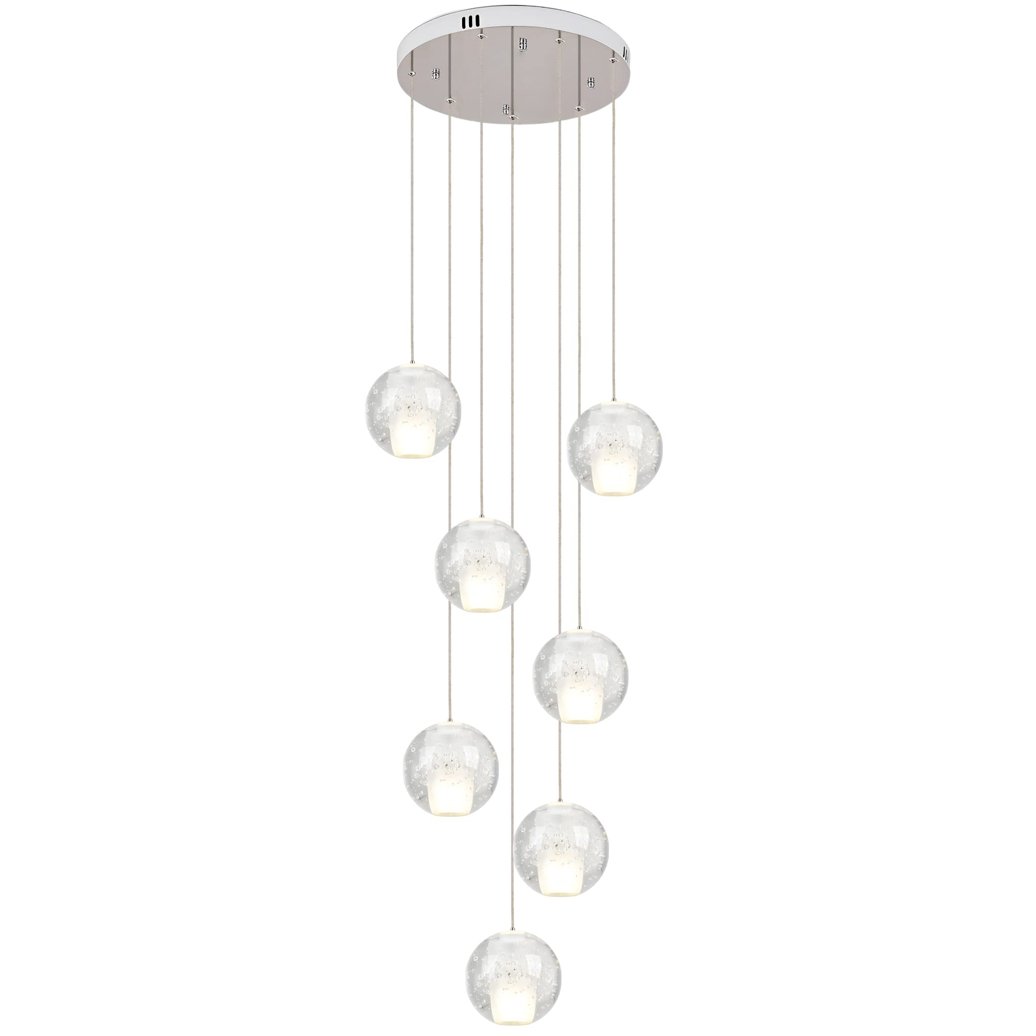FYZDLAOR Modern Crystal Chandelier Dome Pendant Lights Seeded Glass Ball Lampshade Flush Mount Pendant Chandelier Fixture for Foyer Entryway Stairwell Ceiling Lighting