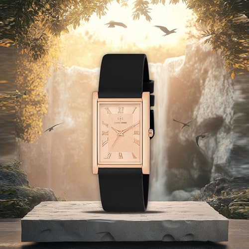 Image of CHARLIEKEEN Slim Analogue Watch, Black Dial, Leather Strap