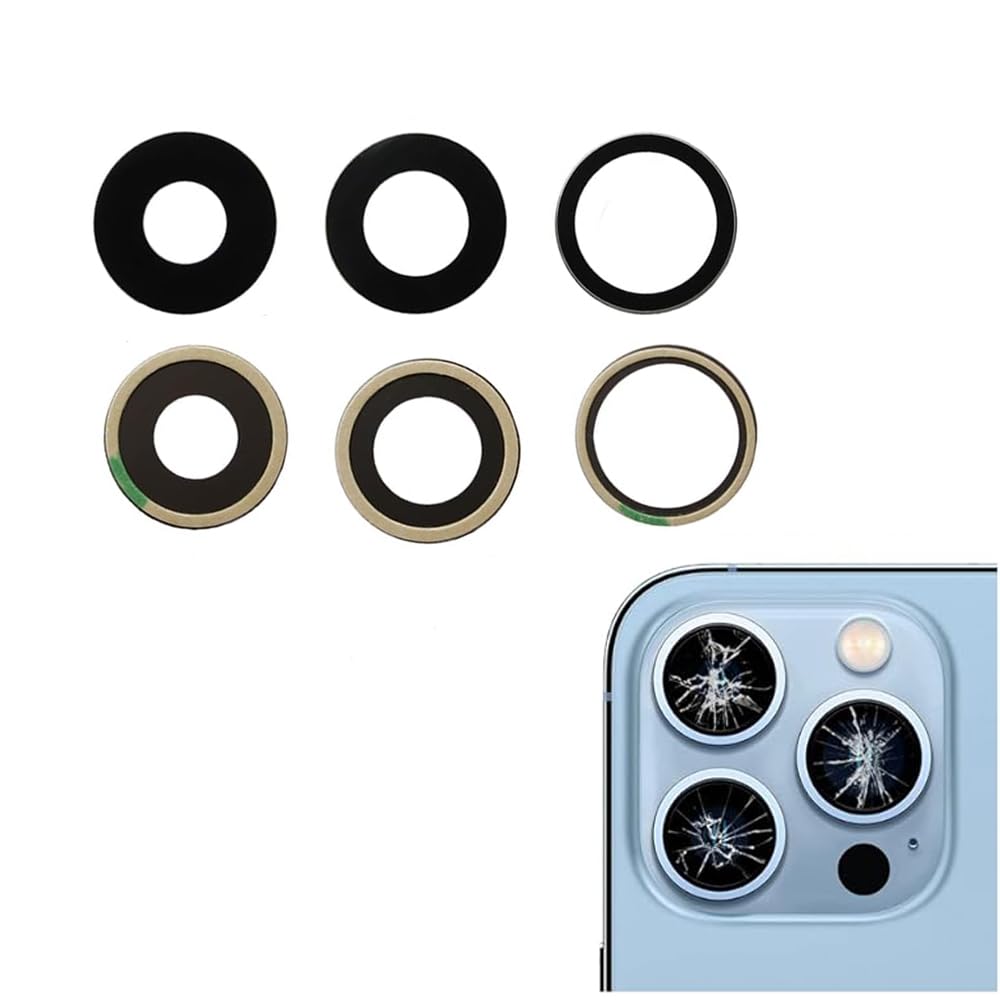 MEEFIX Rear Back Camera Glass Lens Cover Pre-Installed Adhesive, 2-Pack Replacement for iPhone 13 Pro and 13 Pro Max