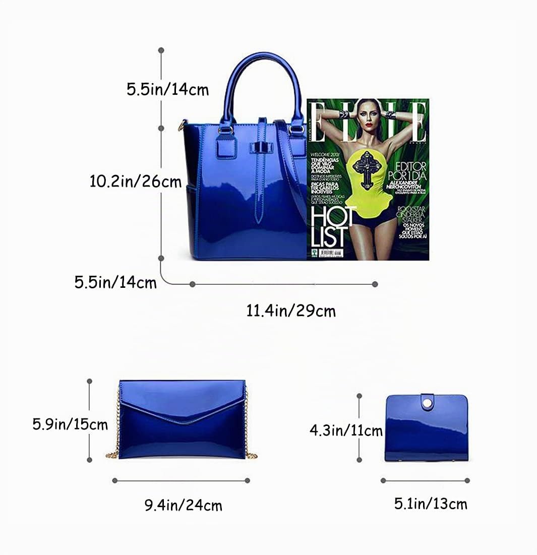 YAQUNICER, Bolsos de Mujer Gran Capacidad Charol Moda, 3 uds Bolso mano bandolera mochila, Cremallera Carteras y clutches
