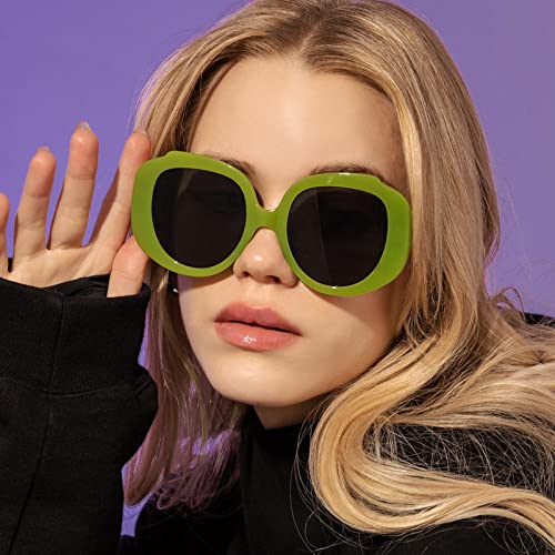 Lunettes de soleil rondes vintage monture verte haute finition - 2