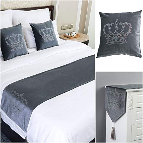 Cama camino bufanda textil gris COMVIP decorativo de 45x210 cm para ropa de cama 4