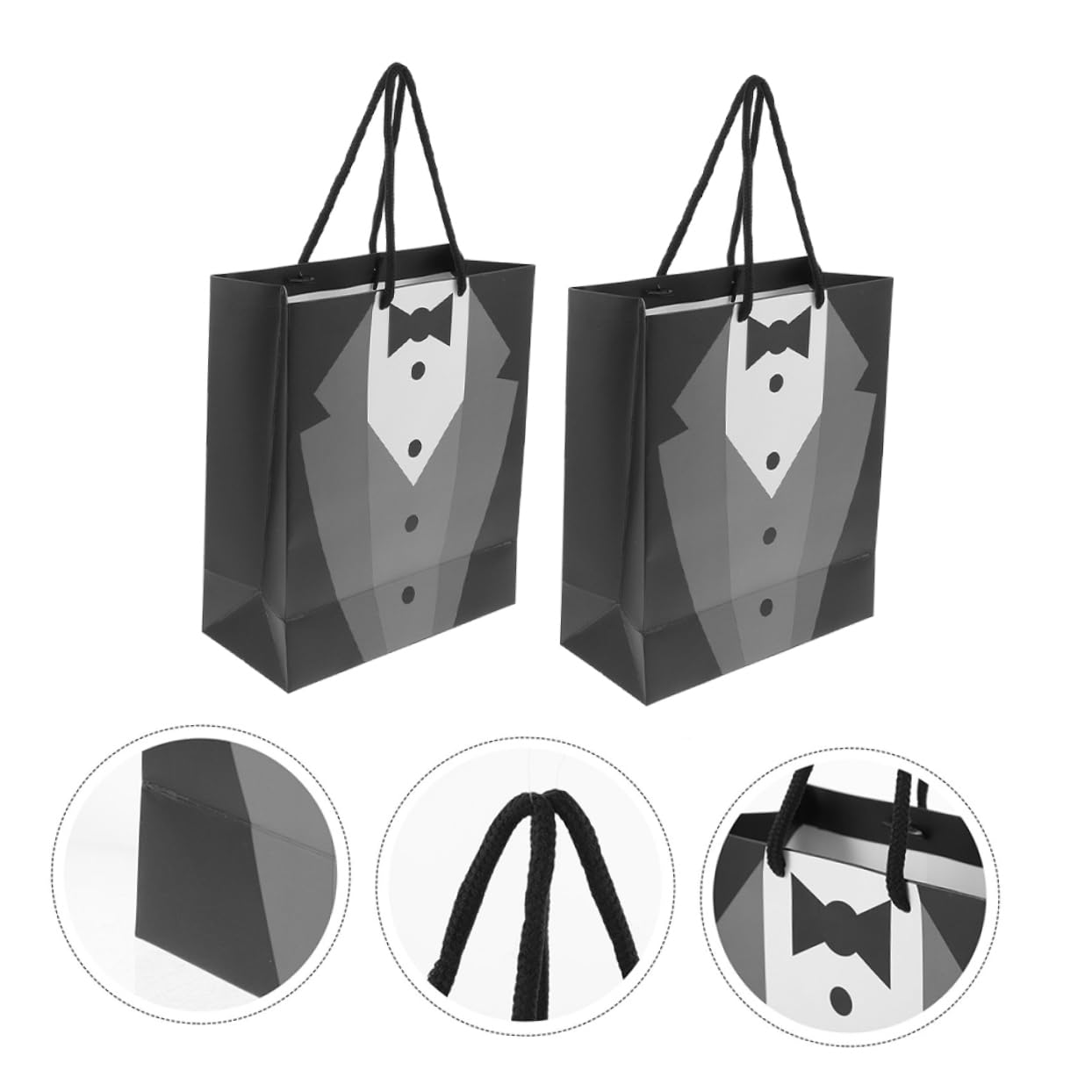 10 Stück Schwarze Papiergeschenktüten mit Henkeln für Anlässe