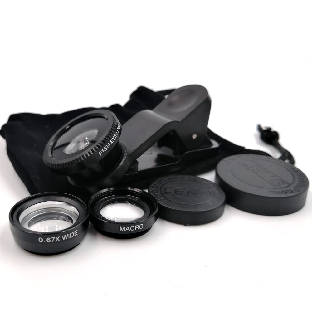 Kit d'objectif 3 en 1 Pour téléphone Portable, objectif Makro Fisheye Grand Angle (czarny)