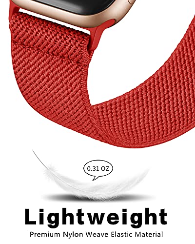Image of AMANECER Stretchy Nylon Watch Bands Compatible with Apple Watch Series 11 /10 /9 /8 /7 /6 /5 /4 SE 3 /2 /1, Adjustable Braided Elastic Sport Loop Rugged Fabric Straps for iWatch Women Men (Red, 38 /40 /41 /42MM)