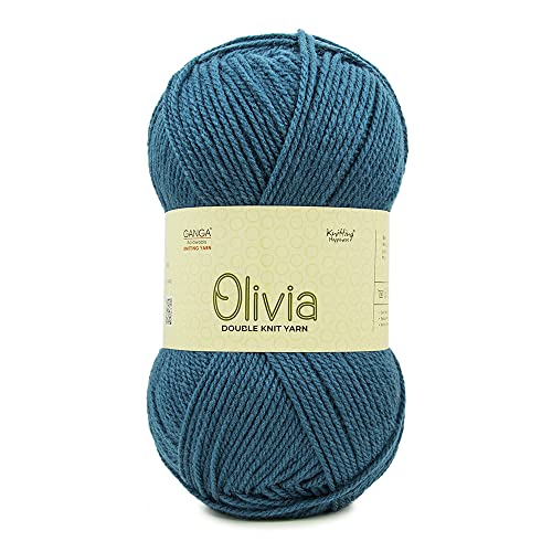 Image of Ganga Acrowools Acrylic Olivia, Double Knit Yarn. Hand Knitting and Crochet Yarn. Oekotex Class 1 Certified. Pack of 2 Balls - 100Gms Each. Shade No - Olv034, Teal