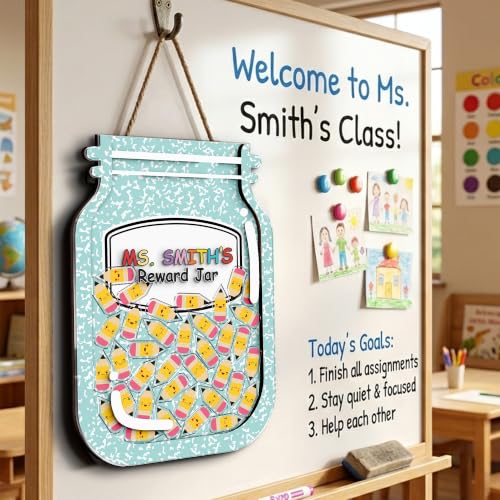 Image of Personalized Magnetic Reward Jar for Kids, Potty Training Reward Jar for Toddlers, Positive Behavior System Management with Acrylic Tokens, Classroom Incentive Reinforcement Tool for Boys & Girls