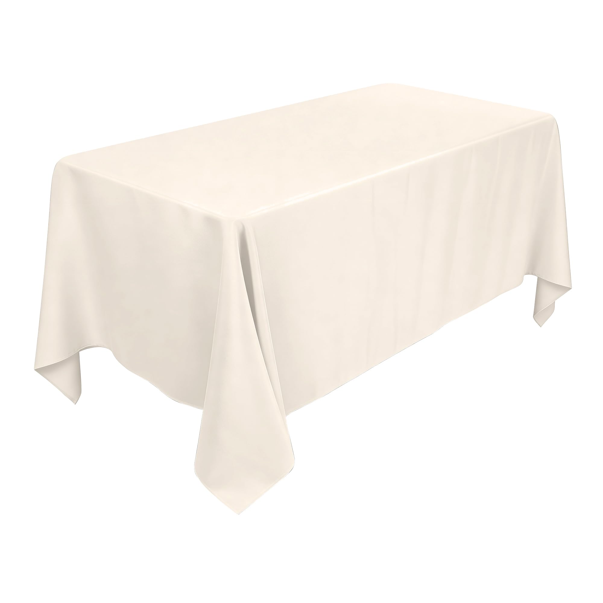 WedDecor Polyester Fabric Tablecloths 90 x 132 Inch Rectangular Tablecloth Kitchen Dining Tablecloth for Wedding, Party Decoration, Ivory, 5pcs