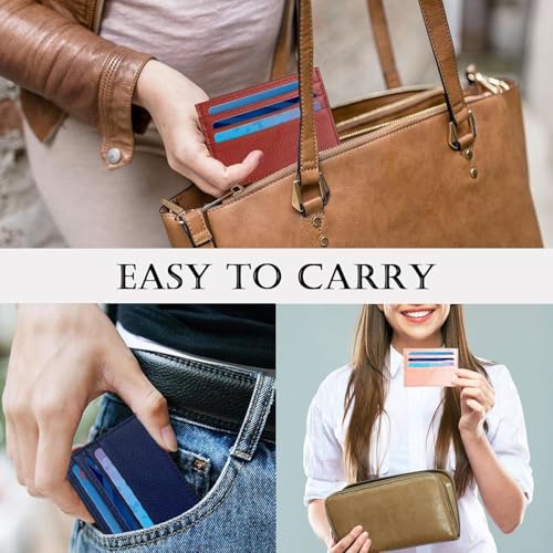 Slim Minimalist Front Pocket Wallet, RFID Blocking Credit Card Holder Card Cases with ID Window(QB02 Darkblue)3