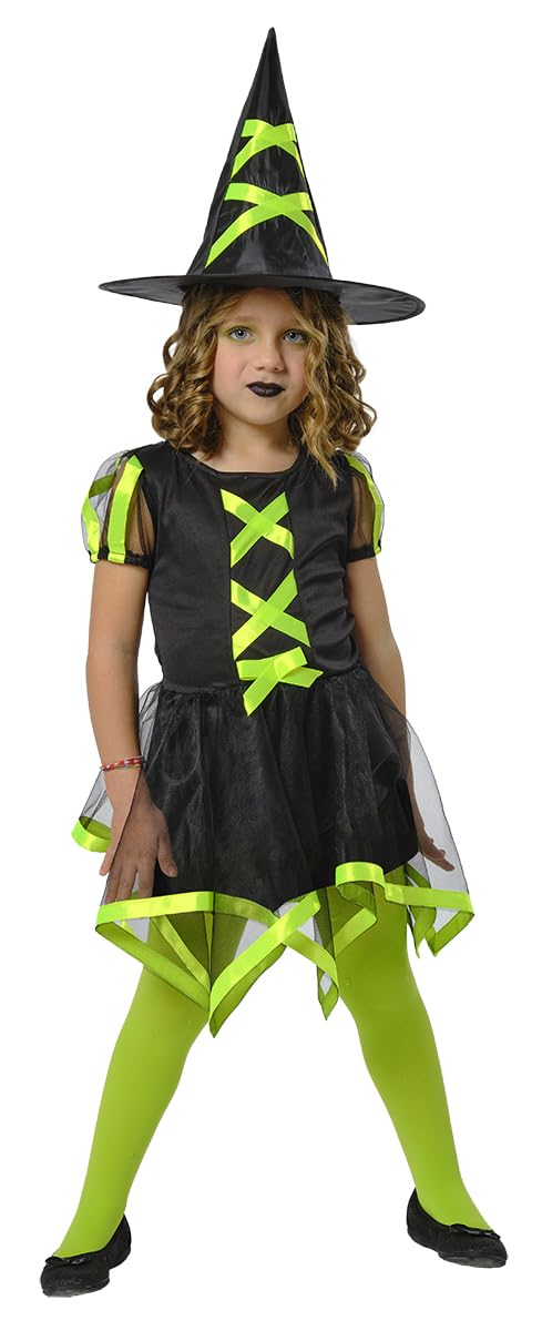 Rubies Witch Cuca Verde for Girls, Dress and Hat, Official for Halloween, Carnival, Birthday and Parties