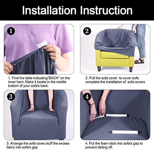 Image of SearchI Club Chair Slipcover Stretch Barrel Chair Covers Solid Color Tub Chair Slipcovers Spandex Armchair Sofa Cover Removable Couch Furniture Protector Arm Chair Cover for Living Room (Pure Navy)