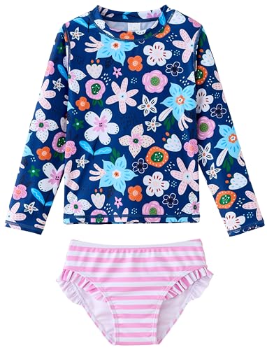Image of UMELOK Toddler and Little Girls Rash Guard Sets with Bikini Bottoms Swimwear