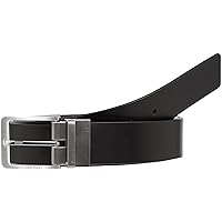 Calvin Klein Uomo Cintura Fibbia Quadrata, Marrone (Black/Brown)