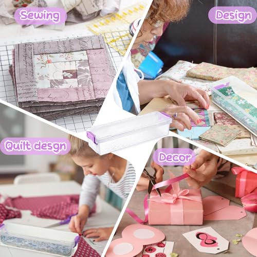 Image of Tioncy 4 Pcs 13 x 4 x 3 in Fabric Strip Case Jelly Cotton Fabric Patchwork Roll Storage Case Bulletin Board Border Bolt Storage Sewing Cloth Box for Cloth Strips Art Craft Organizer (Purple)