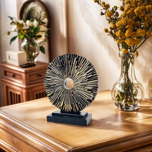 aboxoo Abstract Staute,Modern Decorative Home Decor,Office Desk Sculpture for Men,Creative Round Line Ornament for Bookshelf,Bedroom,Desktop,Dining Table(Copper Black) - Image 2