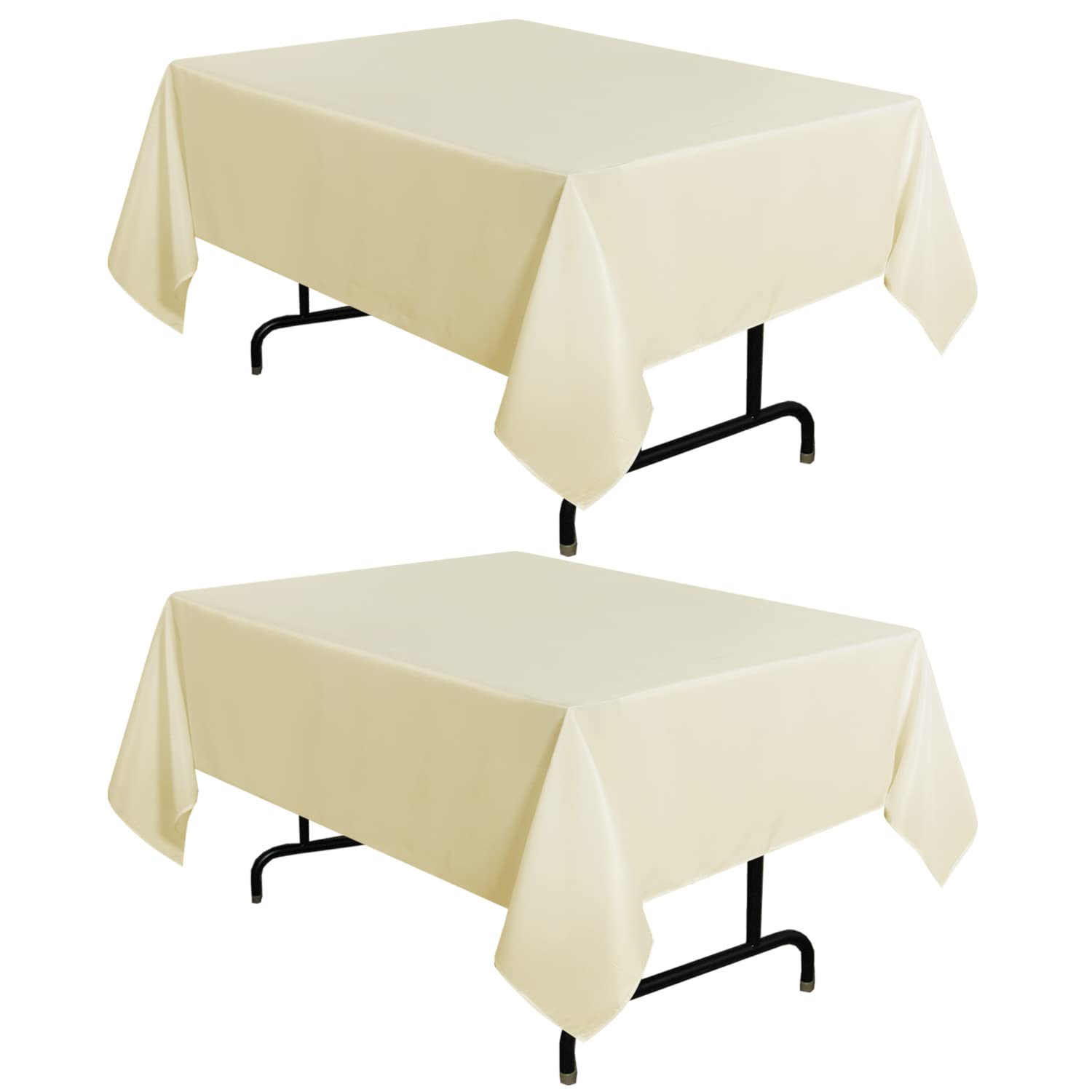 sancua 2 Pack Beige Tablecloth 54x54 Inch Square Table Cloth
