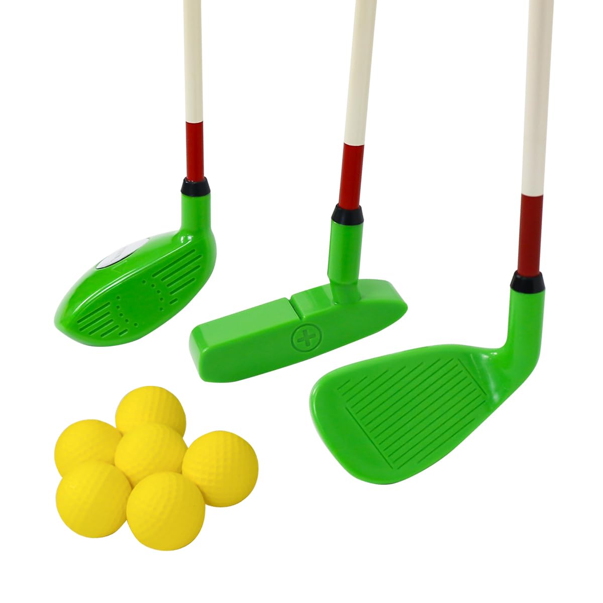 Juego de palos de golf para niños, incluye unidad, hierro, putter, bolsa de transporte y pelotas suaves para mano derecha (verde)
