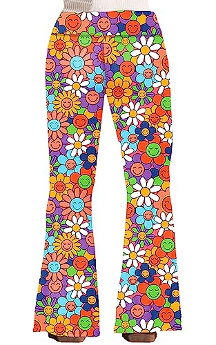 Image of Deerose Girls Halloween Hippie Bell Bottom Pants High Waist Flare Pants 5-14 Years