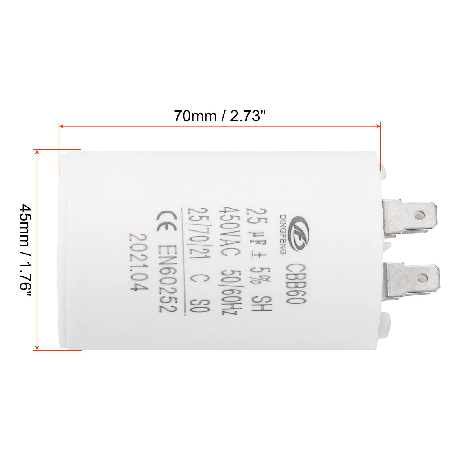 PATIKIL CBB60 25uf Funzione Condensatore,2pz AC 450V 4