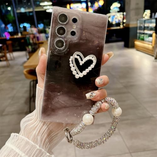 Coque de protection Samsung S24 Ultra avec motif perles et cœurs