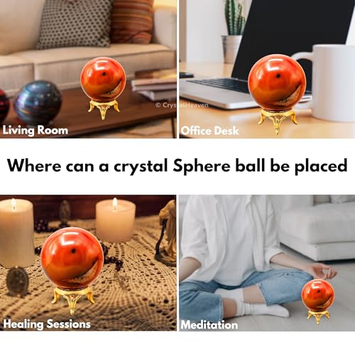 Image of Certified Carnelian Crystal Ball for Meditation - Premium Crystal Vastu Items for Home and Feng Shui Items for Good Luck - Ideal for Pooja Supplies and Spiritual Practices (2 inch Inch)