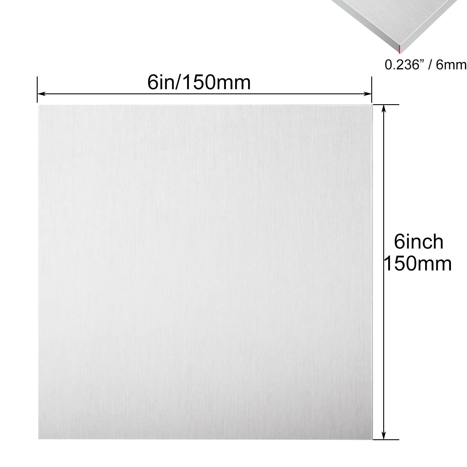 6061 Aluminum Sheet, 6 X 6 X 1/4 Inches Thickness, Flat Plain Plate Panel Aluminum Metal, Heavy Duty Metal Aluminum Sheet Plate Finely Polished And Deburred, 6mm - View #7
