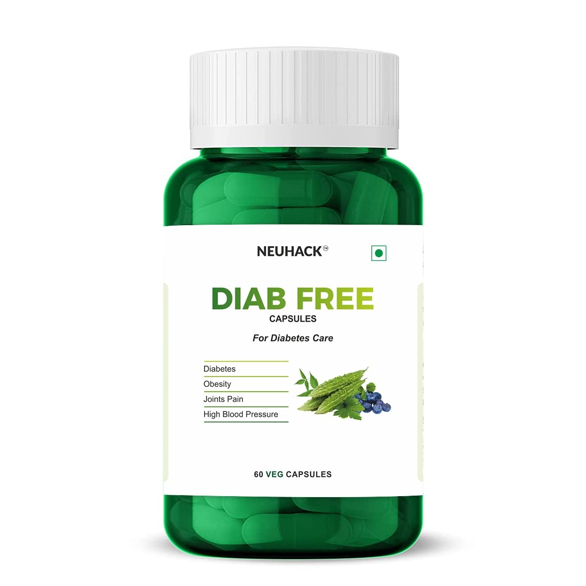 Diab Free Diabetes capsules with Neem karela jamun for Diabetes & Sugar – Ayurvedic diabetes supplement medicine (Pack of 2)(60 caps each)