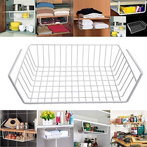 Image of Styleys Metal Under Shelf Basket Wire Rack for Extra Cabinet Storage 13.5-inch, 3pcs, Black - S11027A