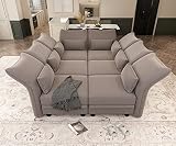 LLappuil Oversized Sleeper Sectional Sofa Couch, 89.5" 6-Seater Bed Shaped Modular Sectional Sofa wi