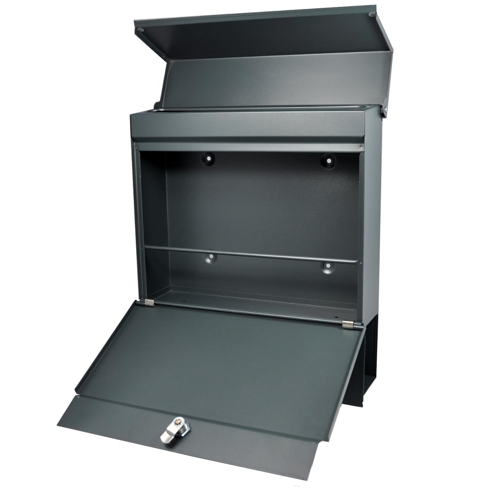 Buzón de pared de diseño con compartimento para periódicos Gris antracita mate RAL 7016 Adecuado para A4/C4