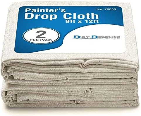 Pack of 2: All Purpose Canvas Drop Cloth Cotton Tarp 9x12 Large Canvas Tarp for Art Supplies