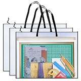 3 Stück A2 Sammelmappe: Transparent A2 Zeichenmappe, Praktisch Mappe, Robust Kunstmappe Mit Griff Und ReißVerschluss, für Prüfung und Dokumentenorganisation (63.5cmx48.26cm)