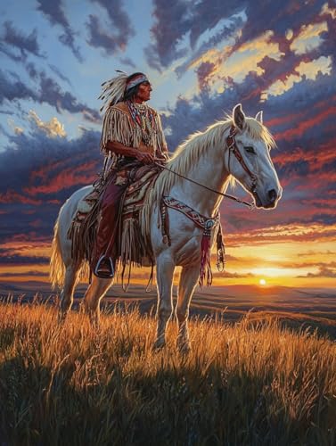 Image of DIY Native American 11CT Stamped Cross Stitch Kits 12x16 Inch for Adults and Beginners Easy Needlepoint Embroidery Counted Cross Stitch Art Craft for Wall Decoration(A580)
