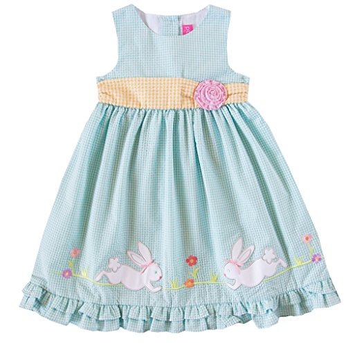 Good Lad 2/6X Turquoise Seersucker Dress with Bunny Applique (5)