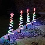 Taylor & Brown Set of 4 Led Light Up Spiral Christmas Tree Path Finder Stake String Lights 40 LED Outdoor Garden Outdoor Festive Xmas Decoration (Multi Colour)