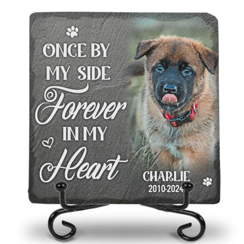 Pawfect House Dog Memorial Gifts for Loss of Dog, Dog Memorial Stone, Pet Memorial Gifts, Pet Loss Gifts, Pet Memorial Stones, Cemetery Decorations for Grave, Memorial Personalized Square Shaped Stone